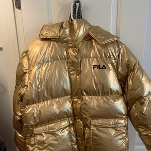 FILAxSaks 5th Avenue Gold Puffer Jacket